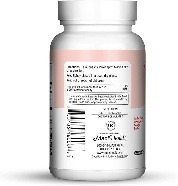 Maxi Health Coq Carnitine Complex - Coenzyme Q10 &amp L-Carnitine - Heart Health - 60 Capsules - Kosher (CAR)