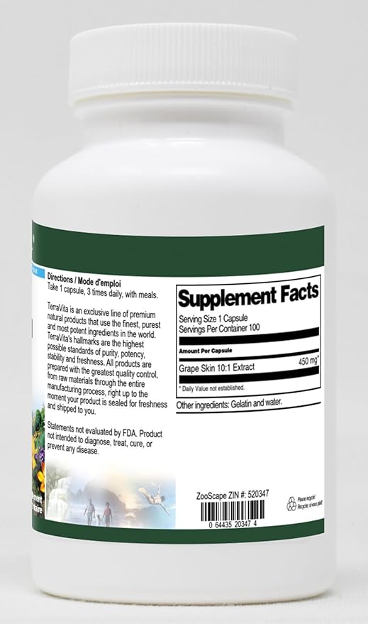 Grape Skin 10:1-450 mg (100 Capsules ZIN: 520347) - 3 Pack