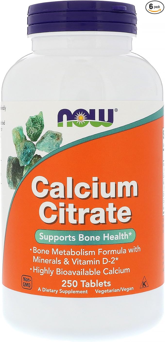 Calcium Citrate W/MIN 250 Tabs by Now Foods (Pack of 6)