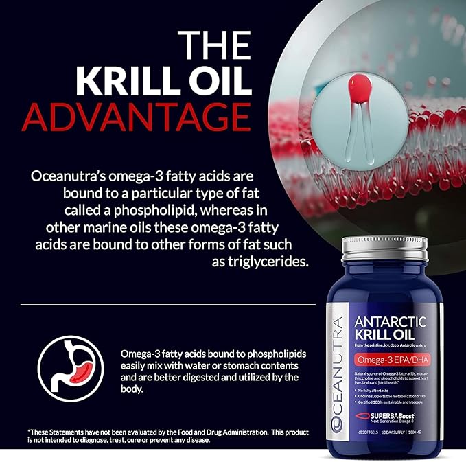 100% Pure Krill Oil 1000MG 120-Day Supply Double Strength 56% Phospholipids Astaxanthin Sustainable Antarctic SuperbaBoost Omega 3 EPA DHA Heart Brain Skin Care Third-Party Tested No Fish Oil