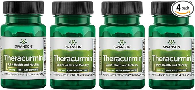 Swanson Theracurmin - Herbal Supplement Supporting Joint Health &amp Mobility - Formulated for High Absorption - (30 Capsules 100mg Each) (4 Pack)