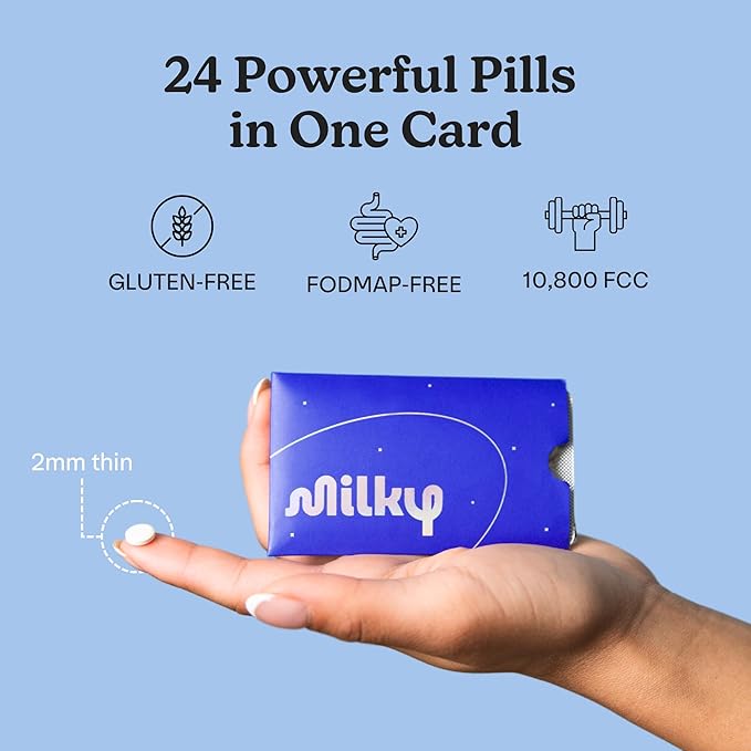 Milky Lactose Intolerance Pills - 10800 FCC - Dairy Relief for Lactose Intolerance - Lactase Enzyme Tablets - Portable Credit Card Sleeves - Bloating &amp Gas Relief (48 Count Astral Violet)