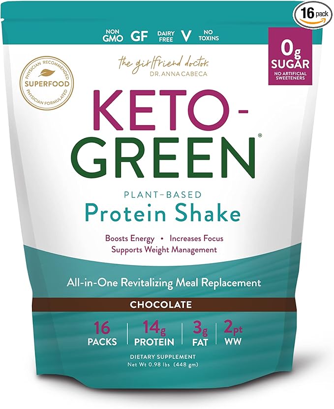 VIDAPURA Keto-Green Protein Shake by Dr. Anna Cabeca – Chocolate Vegan Protein for Women – 16 Servings – Alkaline Plant-Based Keto-Friendly