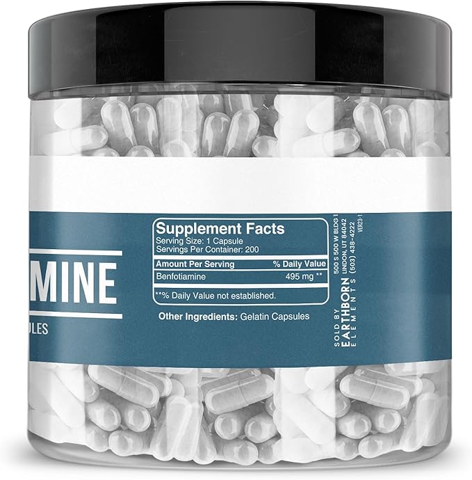Earthborn Elements Benfotiamine 200 Capsules Pure &amp Undiluted No Additives