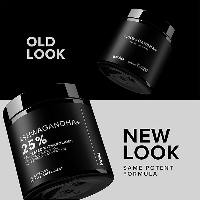 Toniiq Ashwagandha - Ultra High Potency 40:1 Extract with 25% Withanolides - Wild Harvested in India - Highly Concentrated &amp Third-Party Lab Tested - 60 Capsules