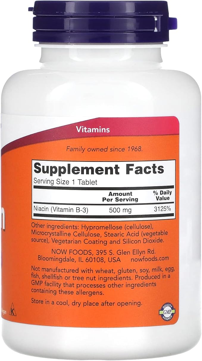 NOW Foods - Niacin 500 mg 250 tabs (Pack of 2)