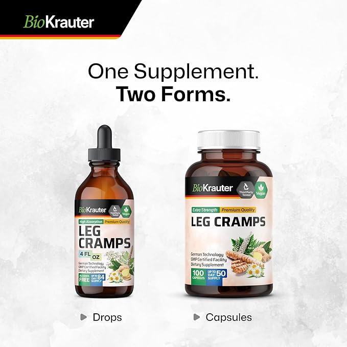 BIO KRAUTER® Magnesium Glycinate for Leg Сramps &amp Relax - 5-in-1 Formula Magnesium Glycinate 400mg with Turmeric Black Cohosh Ginger Chamomile 1200 mg 100 Caps - No Fillers Non-GMO 50-Day Sup