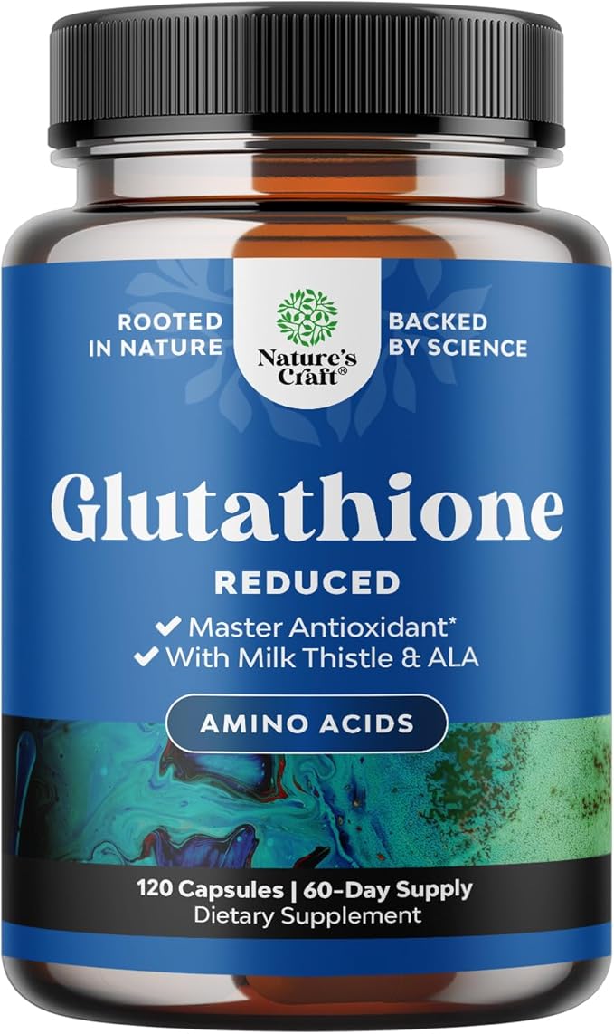 Reduced Glutathione Supplement with Milk Thistle - 1000mg per Serving Pure L Glutathione with Alpha Lipoic Acid &amp Milk Thistle Silymarin for Skin Radiance Liver Support &amp Immune Support - 120