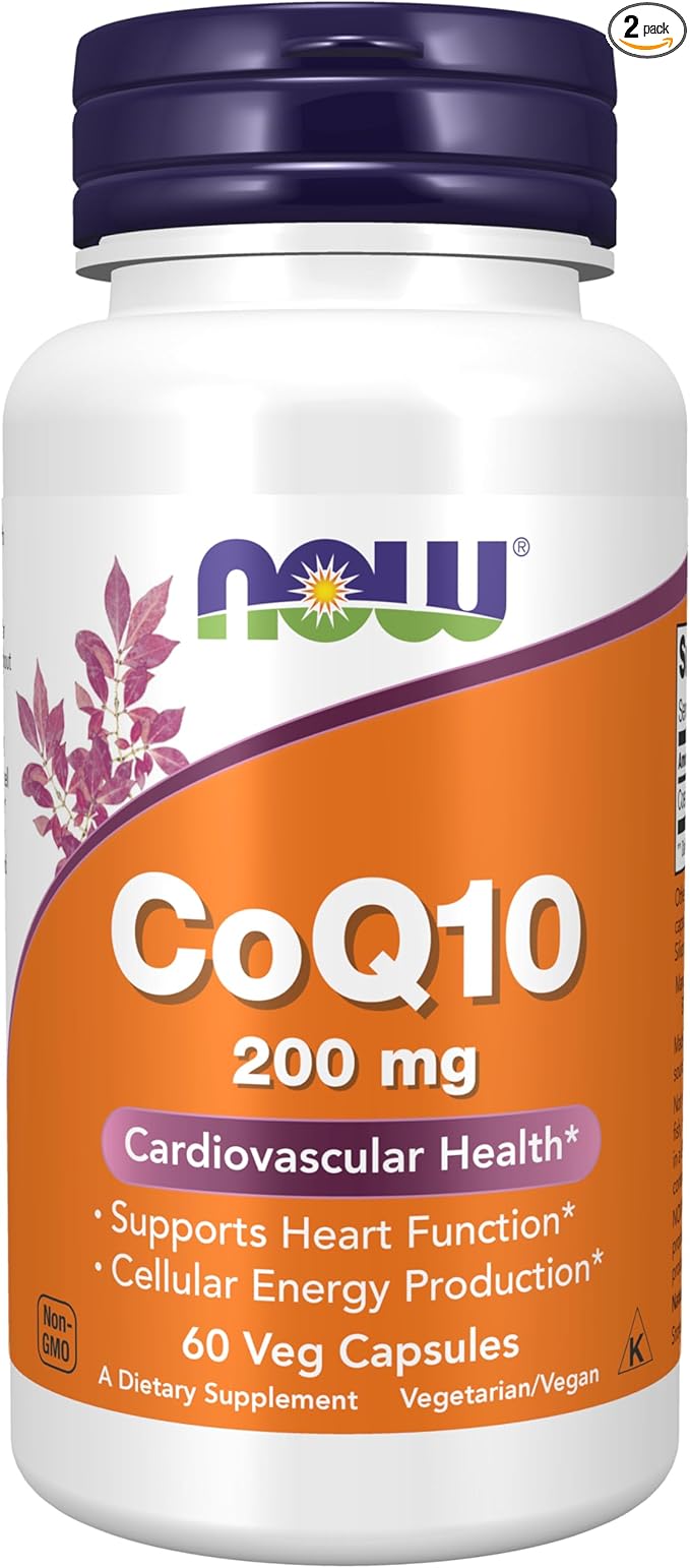 NOW Foods CoQ10 200mg 60 VegiCaps (Pack of 2)