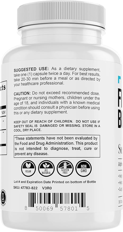 SteadyState Calm | 650mg Ashwagandha with BioPerine | Stress Relief Mood Balance &amp Cortisol Support | Vegan | Non-GMO | 60 Capsules