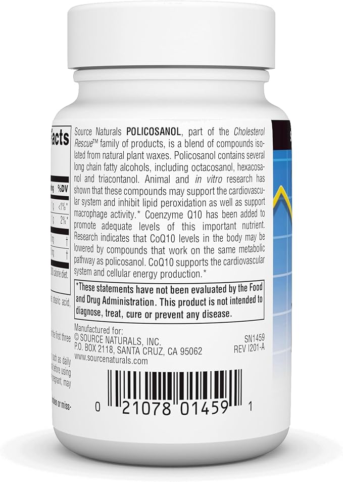 Source Naturals Policosanol with Coenzyme Q10 10 Mg -120 Tablets
