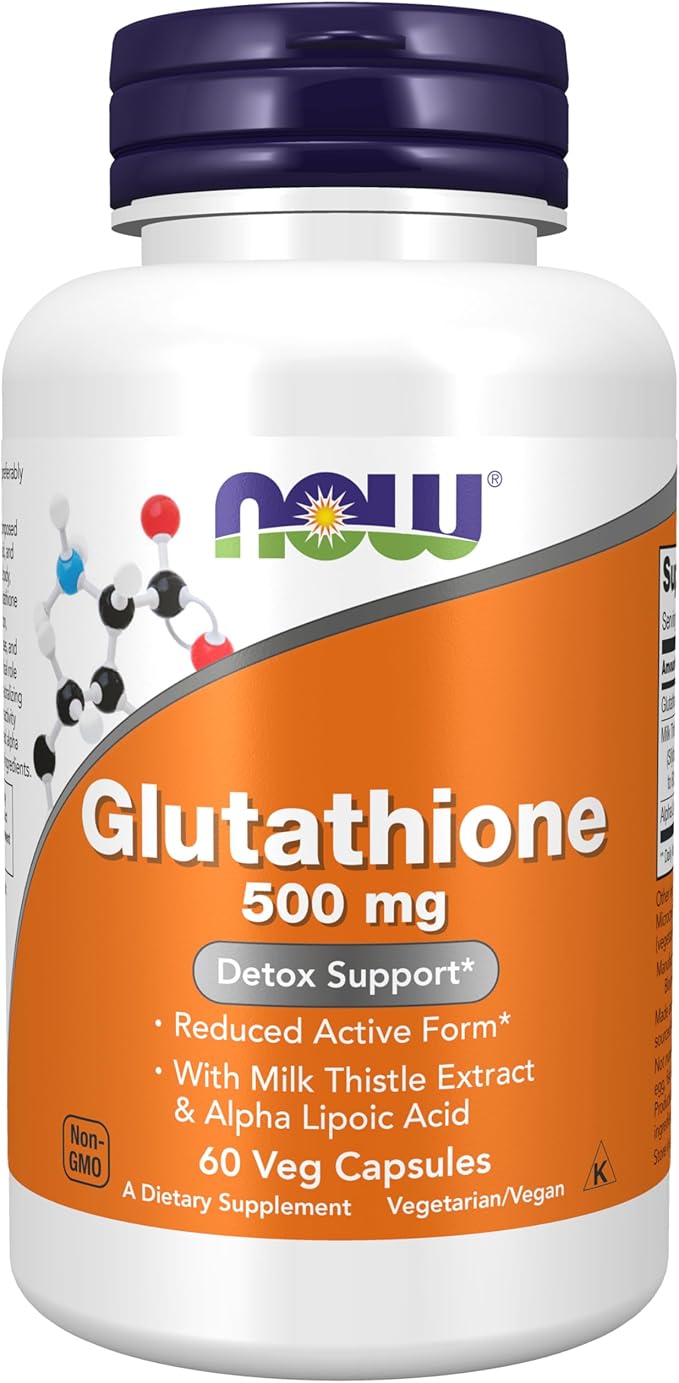 NOW Foods Supplements Glutathione 500 mg With Milk Thistle Extract &amp Alpha Lipoic Acid Free Radical Neutralizer* 60 Veg Capsules
