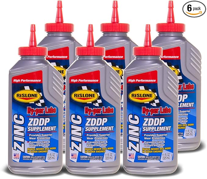 Rislone 4405-6PK Hy-per Lube Zinc ZDDP Supplement 11 oz 6-Pack | Real ZDDP Zinc Additive
