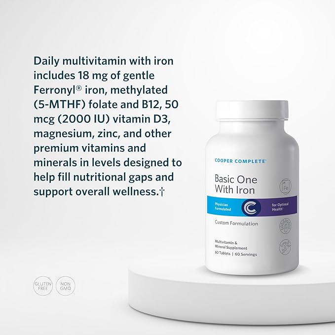 Cooper Complete Basic One Multivitamin with Iron - 60 Tablets per Bottle. Pack of 2