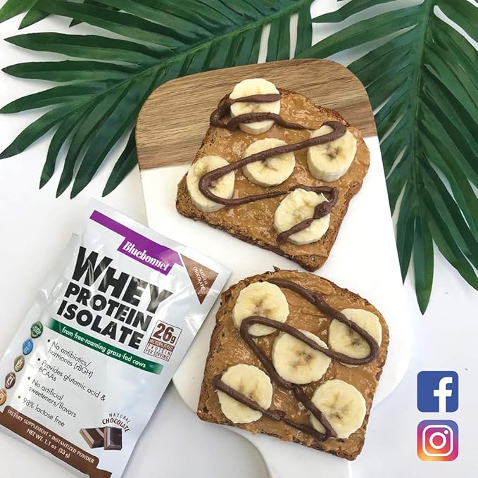 Bluebonnet Nutrition Whey Protein Isolate Powder Whey From Grass Fed Cows 26g of Protein No Sugar Added Gluten Free Soy free kosher Dairy 1 Lb 14 Servings Chocolate Flavor