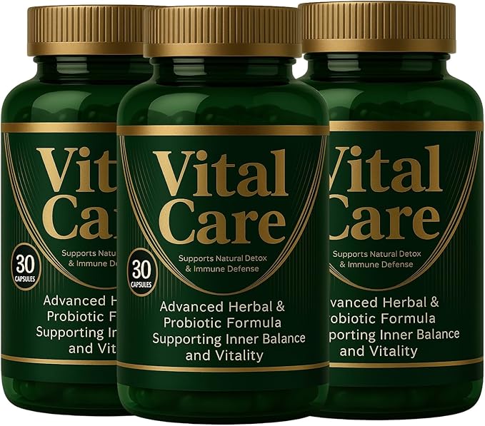 Vital Care – Advanced Herbal &amp Probiotic Supplement | Supports Natural Detox Natural Organic Purifier| 30 Capsules for Daily Wellness Energy &amp Vitality 1 Bottle (3) Vital