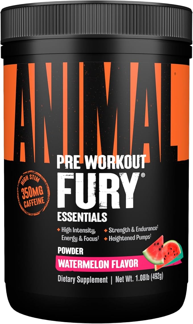 Animal 100% Whey Protein Powder Vanilla 4lb Bundle Fury Pre Workout Powder Supplement Watermelon 16.96oz