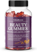 ColonBroom Beauty Biotin &amp Collagen Gummies with Vitamin C | Hair Skin and Nails Vitamins for Women &amp Men Beauty Supplement for Hair Health Collagen Peptides Gummies (Orange Flavor 30 Day