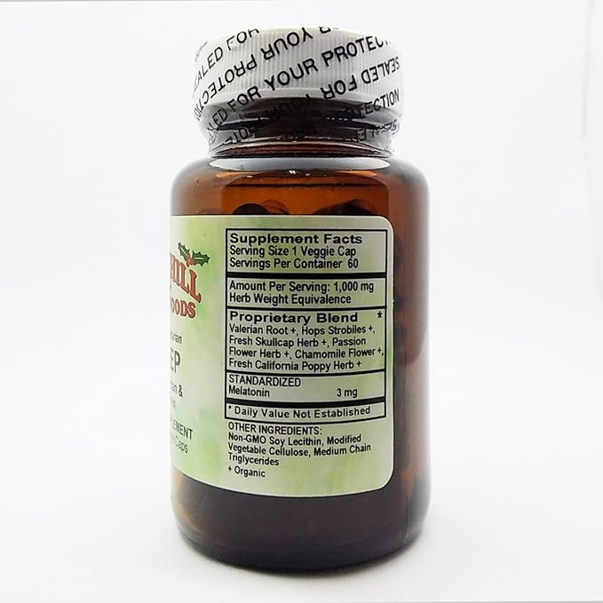 Holly Hill Health Foods Sleep (with Valerian &amp Melatonin) 60 Liquid Vegetarian Capsules