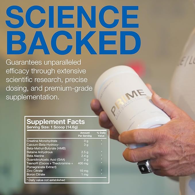 DRINK HRW Prime Men’s Health Supplement: Enhance Muscle Strength Vitality Scientifically Validated Premium Ingredients Boost Energy Endurance with Creatine + GAA Pro (Peach Mango 30 Servings)