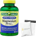 Spring Valley Magnesium 400 mg Bone &amp Muscle Health Tablets Dietary Supplement 250 Count Best Magnesium Supplement for Women Pastillas de Magnesio para Mujer - Set by Basket Goods