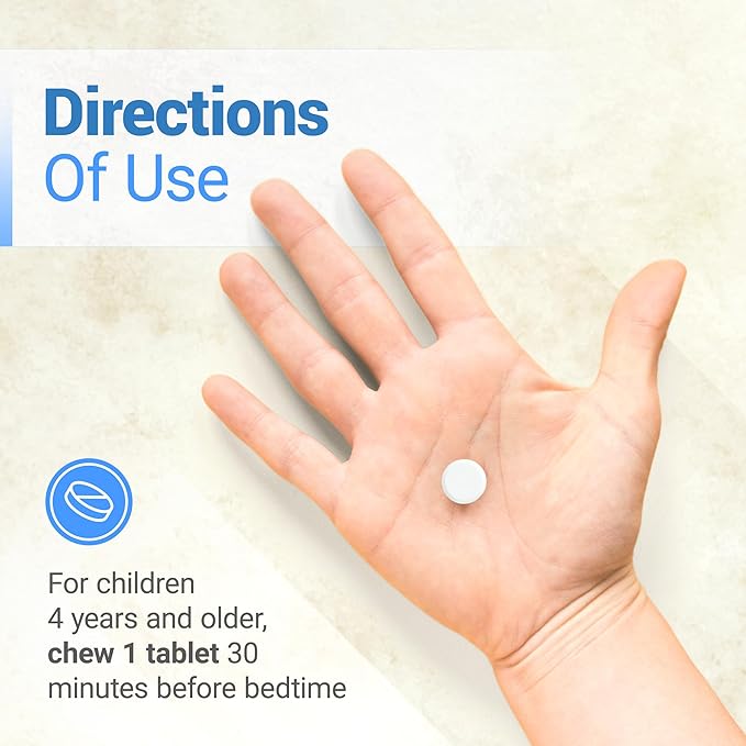 Nested Naturals Luna Kids Sleep Supplement - for Children &amp Melatonin Sensitive Adults - Gentle Herbal Supplement with Chamomile Melatonin &amp Valerian - 180 Chewable Tablets (60 Per Bottle)