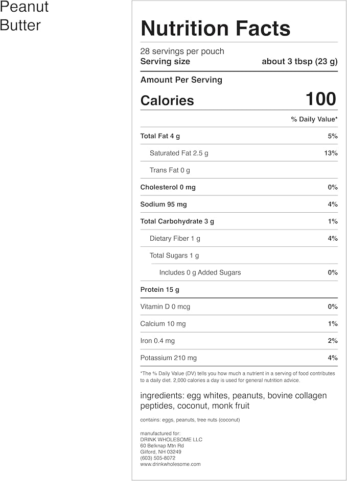 drink wholesome Peanut Butter Egg White Protein Powder for Sensitive Stomachs | Minimally-Processed Whole-Food Protein | Additive-Free Dairy-Free Gluten-Free | Low FODMAP