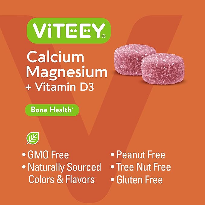 VITEEY Calcium Gummies with Vitamin D3 and Magnesium Supplement for Bone Health - Chewable Calcium Supplements for Women &amp Men - Gluten-Free Non-GMO - 180 Count