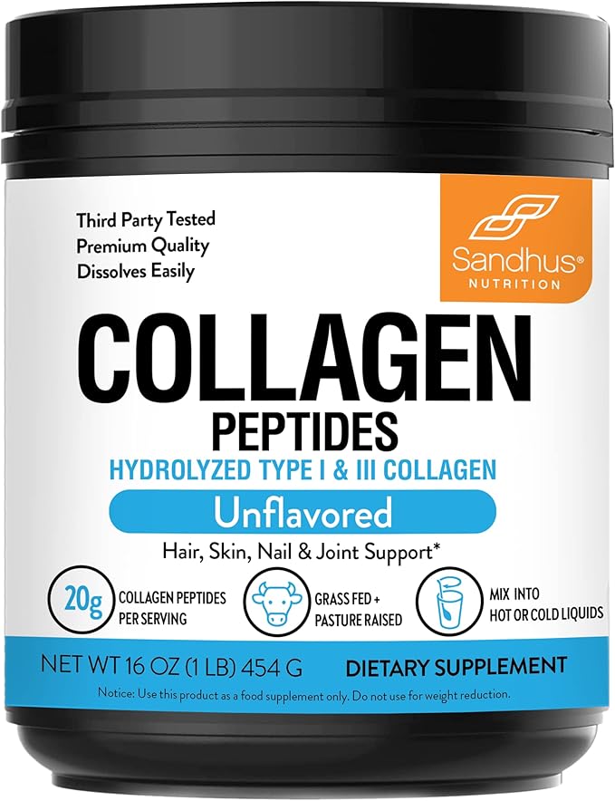 Sandhu's Collagen Peptides Powder &amp Curcumin with Bioperine| Supports Immune Function