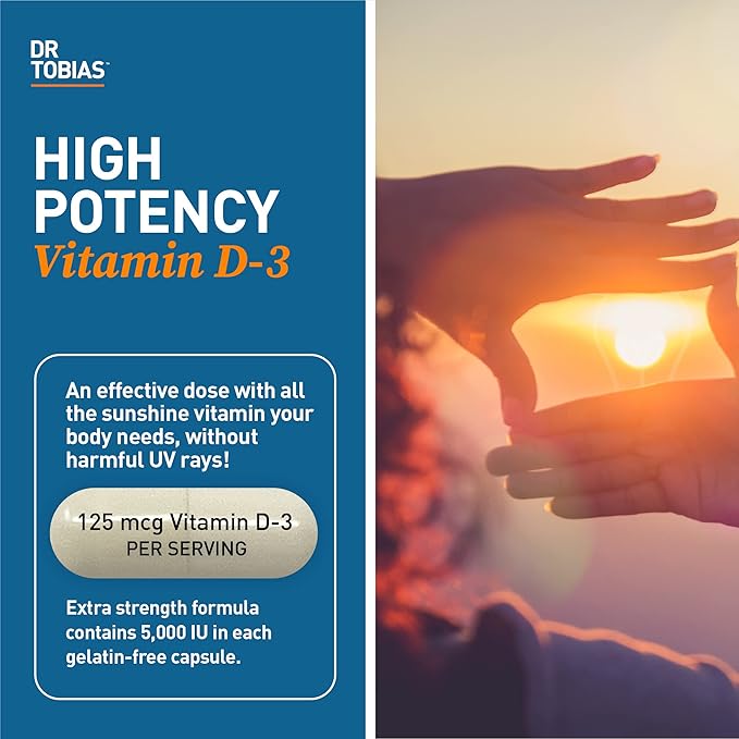 Dr. Tobias AKG Supplement &amp Vitamin D3 - Optimize Cellular Energy &amp Bone Health with High-Potency Vitamin D &amp Bioavailable AKG Non-GMO