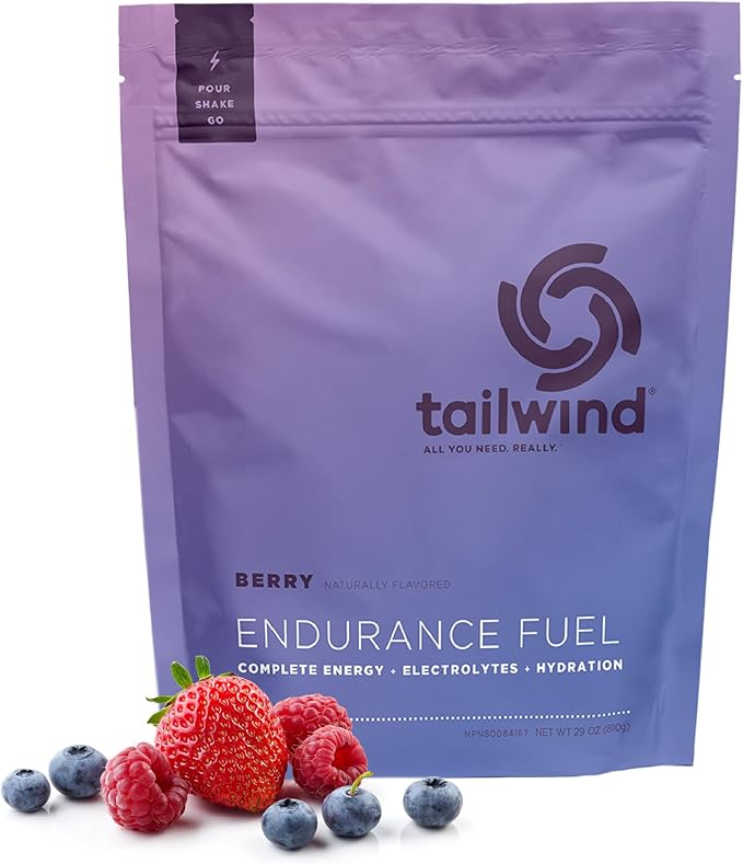 Tailwind Nutrition Endurance Fuel Carbohydrate &amp Electrolyte Sports Drink Mix Powder Gluten-Free Vegan Berry 30 Servings