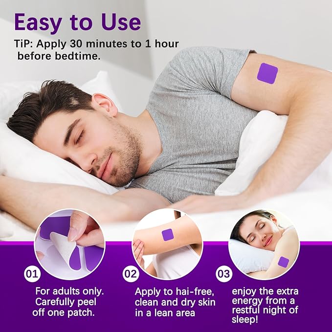 WanDu&ampHerbal 120 Sleep Patches for Adults Extra Strength - Fast Acting 100% Natural Ingredients Skin-Friendly &amp Easy to Apply Apply Before Sleeping for Men and Women (1)