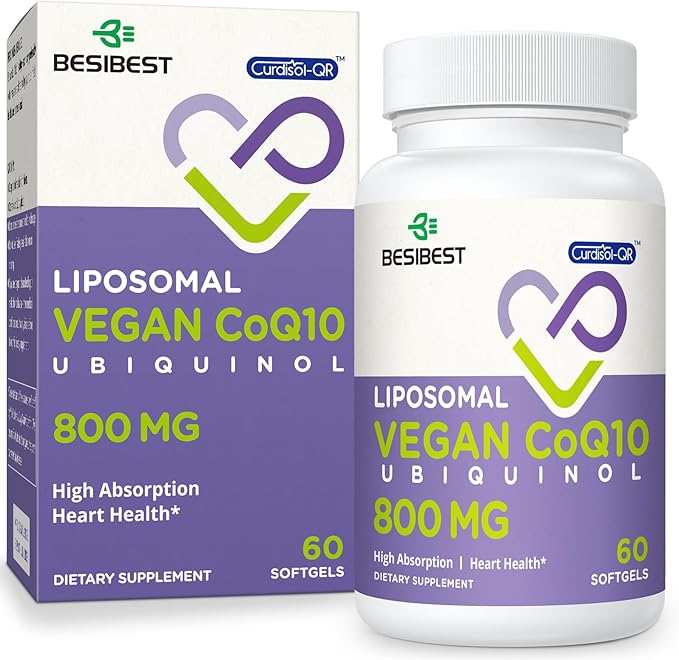 Liposomal Ubiquinol CoQ10 800 MG Softgel High Absorption CoQ10 Ubiquinol Supplement Active Coenzyme Q10 800mg Powerful Antioxidant for Heart &amp Brain Function Energy Production 60 Vegan Softge
