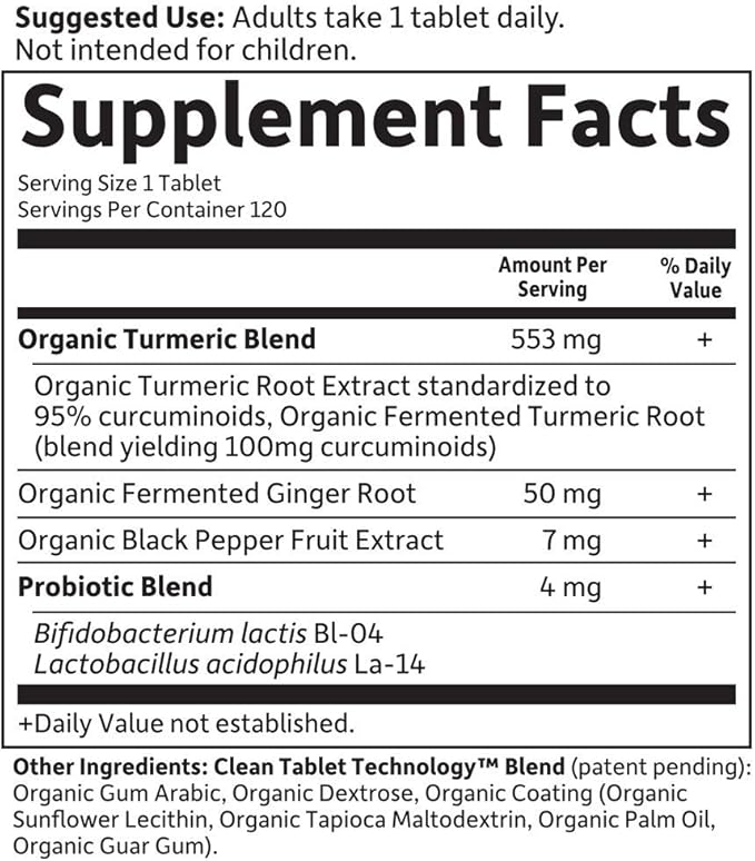 Garden of Life Organics Extra Strength Turmeric Inflammatory Response 120 Tablets-100Mg Curcumin (95% Curcuminoids) Black Pepper Probiotics Organic Non-GMO Vegan Gluten Free Herbal Supplement
