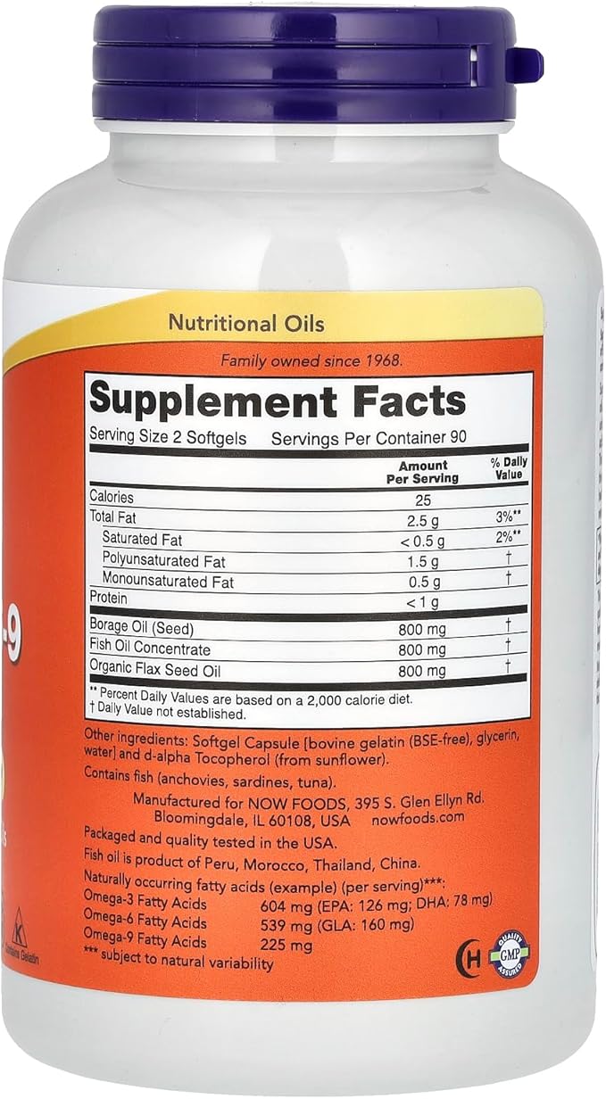 Now Foods Super Omega 3-6-9 Soft-gels 1200Mg 180-Count
