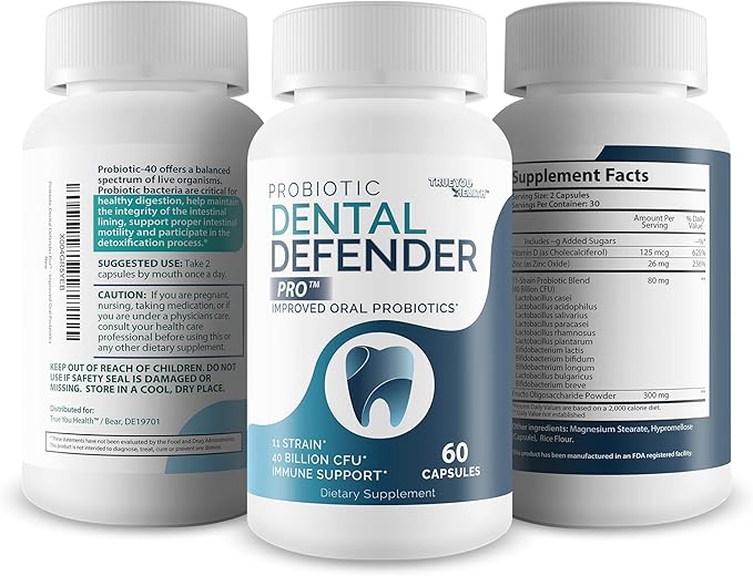 Probiotic Dental Defender Pro - Our Best Oral Probiotics for Teeth and Gums - Healthy Teeth Vitamins Supplements - Oral Health Probiotics - Probiotic Dental Supplements for Teeth Enamel Supplement