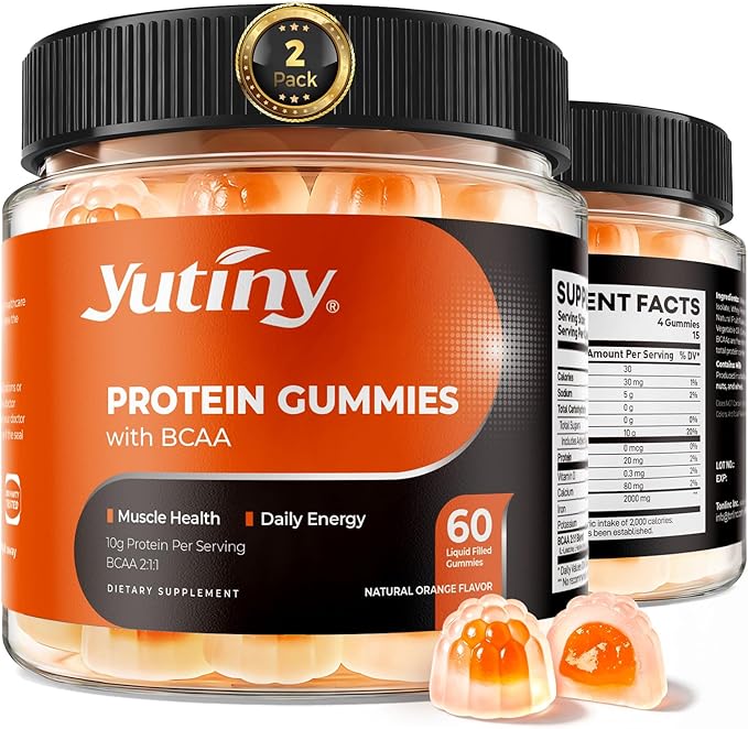 Whey Protein Gummies with BCAA 2:1:1 10g Protein per Serving for Men &amp Women Low Calorie Sugar Free Orange Flavor 120 Count