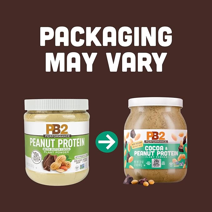 PB2 Performance Peanut Plant Based Vegan Protein Powder | 20g Complete Protein No Added Sugar Prebiotic Fiber | Dairy Free Certified Vegan Non-GMO and Gluten Free [Peanut with Dutch Cocoa 2lb]