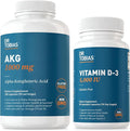 Dr. Tobias AKG Supplement &amp Vitamin D3 - Optimize Cellular Energy &amp Bone Health with High-Potency Vitamin D &amp Bioavailable AKG Non-GMO