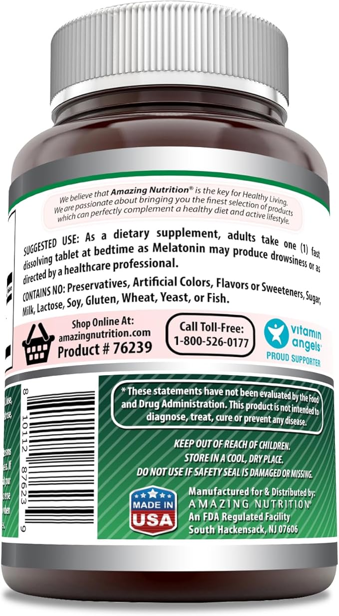 Amazing Formulas Melatonin 10 Mg | Fast Dissolving Tablets Supplement | Non-GMO | Gluten-Free | Made in USA (365 Count | Strawberry)