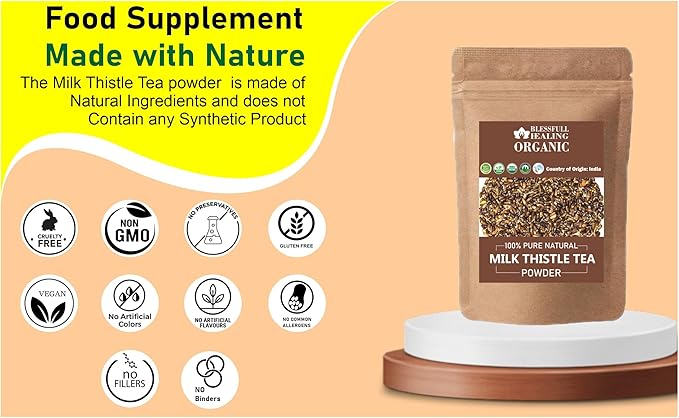 Blessfull Healing Organic Milk Thistle Tea Powder 100% Pure Natural 200 Gram / 7.05 oz