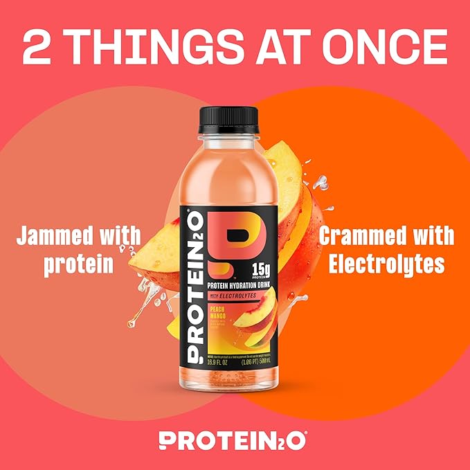 Protein2o 15g Whey Protein Infused WaterPeach Mango16.9 Oz Bottle(Pack of 24)