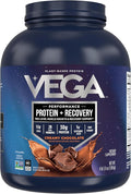 Vega Sport Vegan Protein Powder + Recovery - 30g Plant Based Protein Chocolate 45 Servings 5g BCAAs Probiotics NSF Certified for Shakes &amp Smoothies 4.4lbs (Packaging May Vary) (Pack of 6)