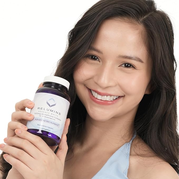 Relumins L-Glutathione Complex 1650mg - New Year New You Antioxidant Support with Alpha Lipoic Acid NAC L-Methionine &amp Vitamin E for Skin Health Made in USA - 90 Vegetarian Capsules x 2 Bottl