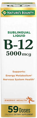 Nature’s Bounty Vitamin B12 5000 mcg Sublingual Liquid Cardiovascular Health &amp Cellular Energy Support 2 Fl Oz (1 Count)
