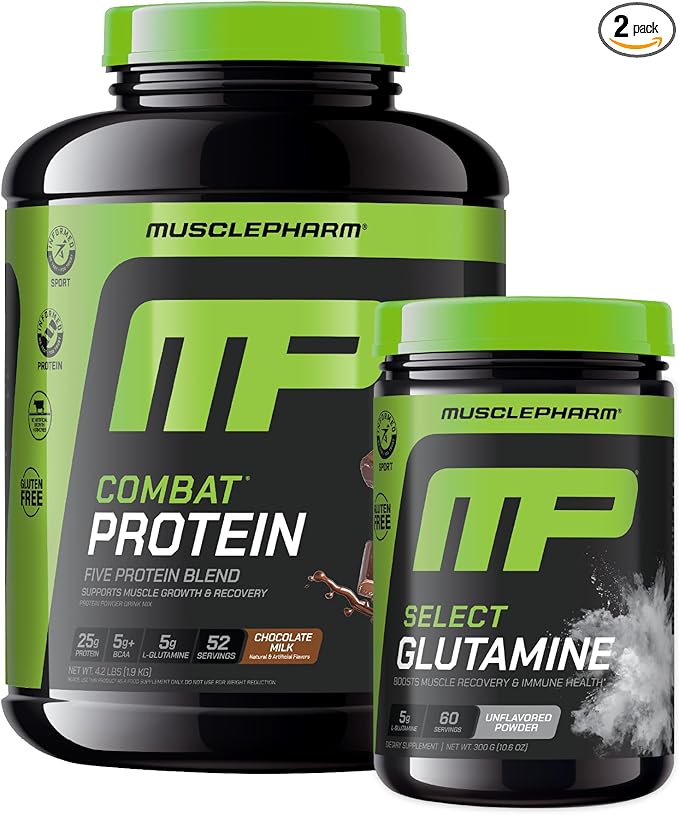 Muscle Pharm Combat 4lb Chocolate Protein and MusclePharm Pure L-Glutamine
