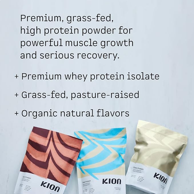 Kion Clean Protein | Grass-Fed &amp Pasture-Raised Whey Isolate Protein Powder | Rich Chocolate | 30 Servings