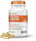 Invita Potassium Magnesium Complex 1000 MG for Leg &amp Muscle Support I (90 Capsules) - High Absorption Potassium Aspartate with Magnesium Aspartate Oxide Glycinate Gluconate &amp Citate