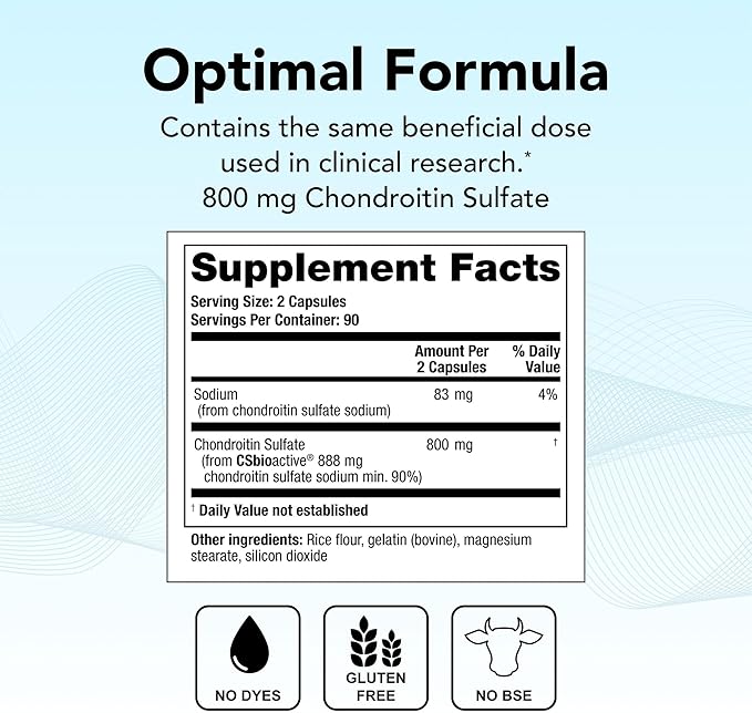 Theralogix OptiFlex-C Chondroitin Sulfate - 90-Day Supply - Chondroitin Capsules - Support Healthy Joint Function and Mobility - Joint Support Supplement for Women &amp Men - NSF Certified - 180 Caps