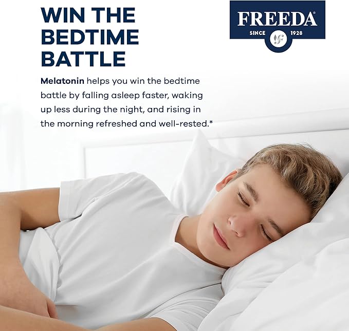 FREEDA Melatonin 1 mg Sugar-Free Chewable Tablets – Natural Fruit Flavor Sleep Aid for Adults and Kids Ages 3 and Up – Non-Habit Forming Vegan Gluten-Free Kosher – Made in USA (180 Count)